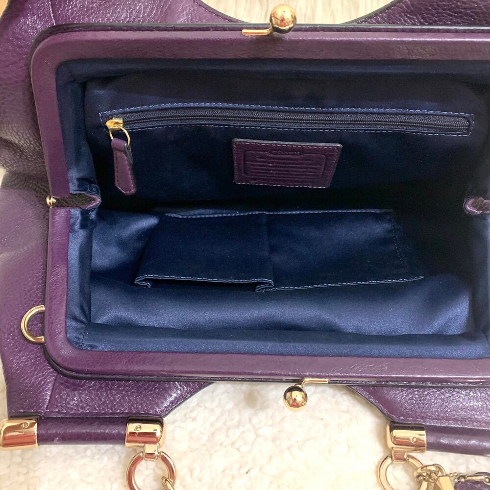 Coach Purple Satchel with Gold Accents - Picture 13 of 16